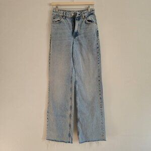 Zara full length High Rise Raw hem Frayed Blue Jeans Size Size 36,  4 US